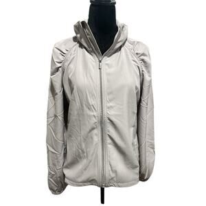 Isabella Activewear Light Gray Zip Jacket – Size L – Hidden Hood – NWT